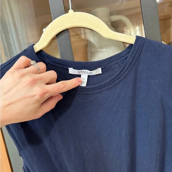 Derek Lam 10 Crosby navy Landry Twist-Front Jersey midi Dress sleeveless knot - Picture 3 of 7